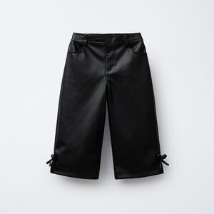 Zara Faux Leather Wide Leg Pants w/bows